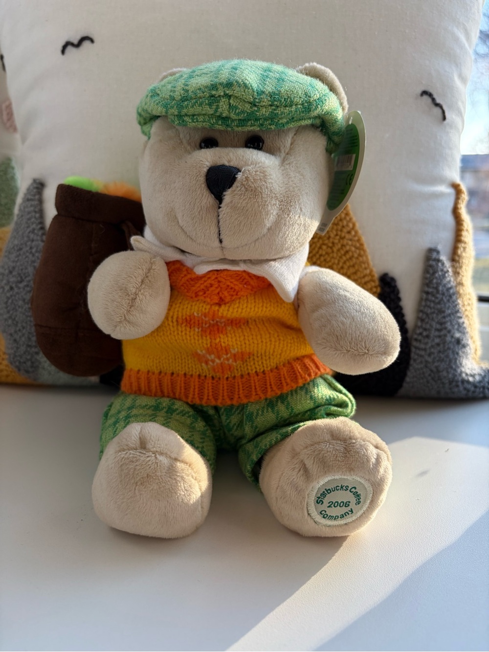 Starbucks Bearista Bear 2006 Golfer 50th Edition Plush NWT Golf Bag Tags Father